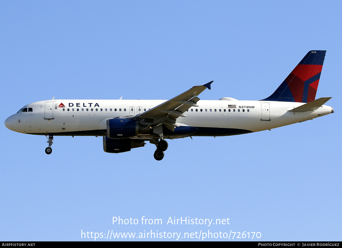 Aircraft Photo of N374NW | Airbus A320-212 | Delta Air Lines | AirHistory.net #726170