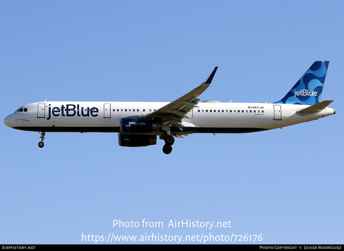 Aircraft Photo of N937JB | Airbus A321-231(SL) | JetBlue Airways | AirHistory.net #726176