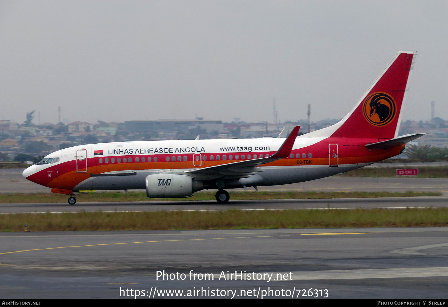 Aircraft Photo of D2-TBK | B737-7HBQC | TAAG Angola Airlines - Linhas Aéreas de Angola | AirHistory.net #726313