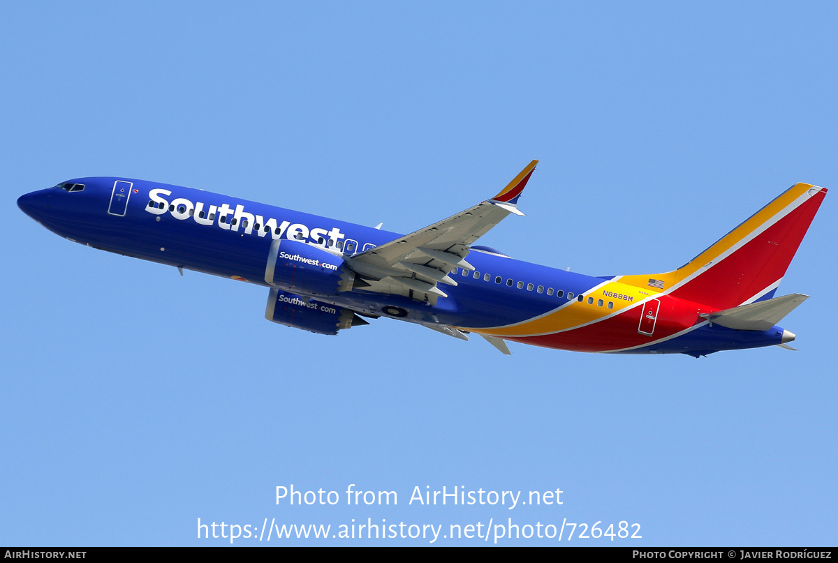 Aircraft Photo of N8888M | Boeing 737-8 Max 8 | Southwest Airlines | AirHistory.net #726482