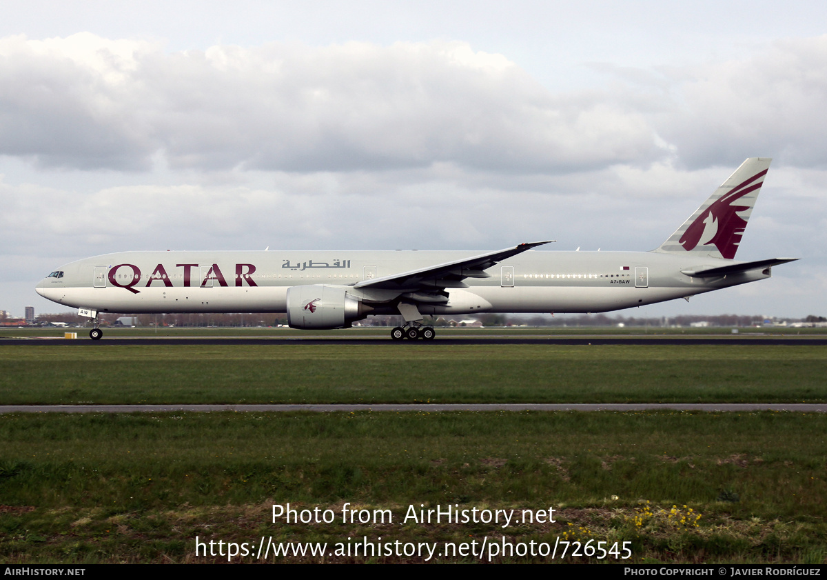 Aircraft Photo of A7-BAW | Boeing 777-3DZ/ER | Qatar Airways | AirHistory.net #726545