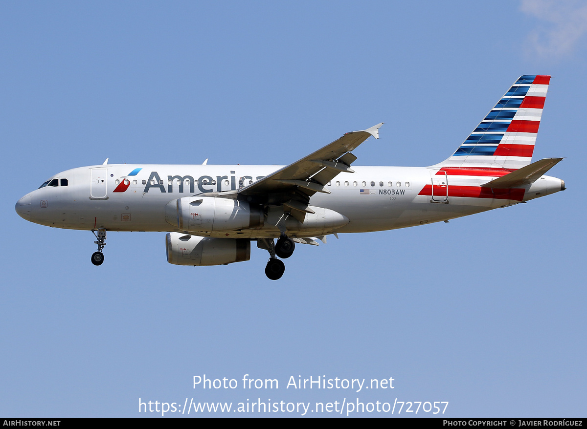 Aircraft Photo of N803AW | Airbus A319-132 | American Airlines | AirHistory.net #727057