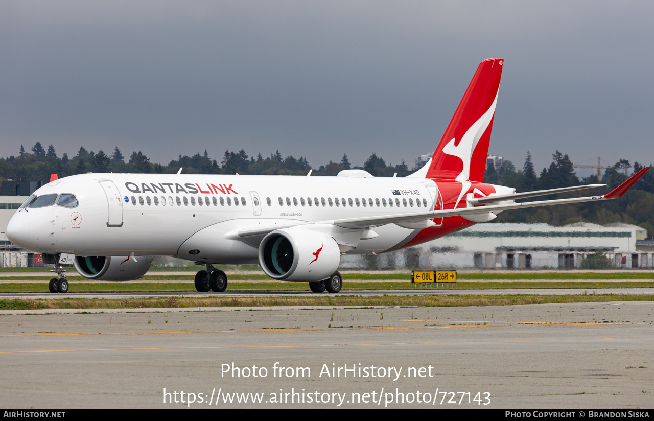 Aircraft Photo of VH-X4D | Airbus A220-371 (BD-500-1A11) | QantasLink | AirHistory.net #727143