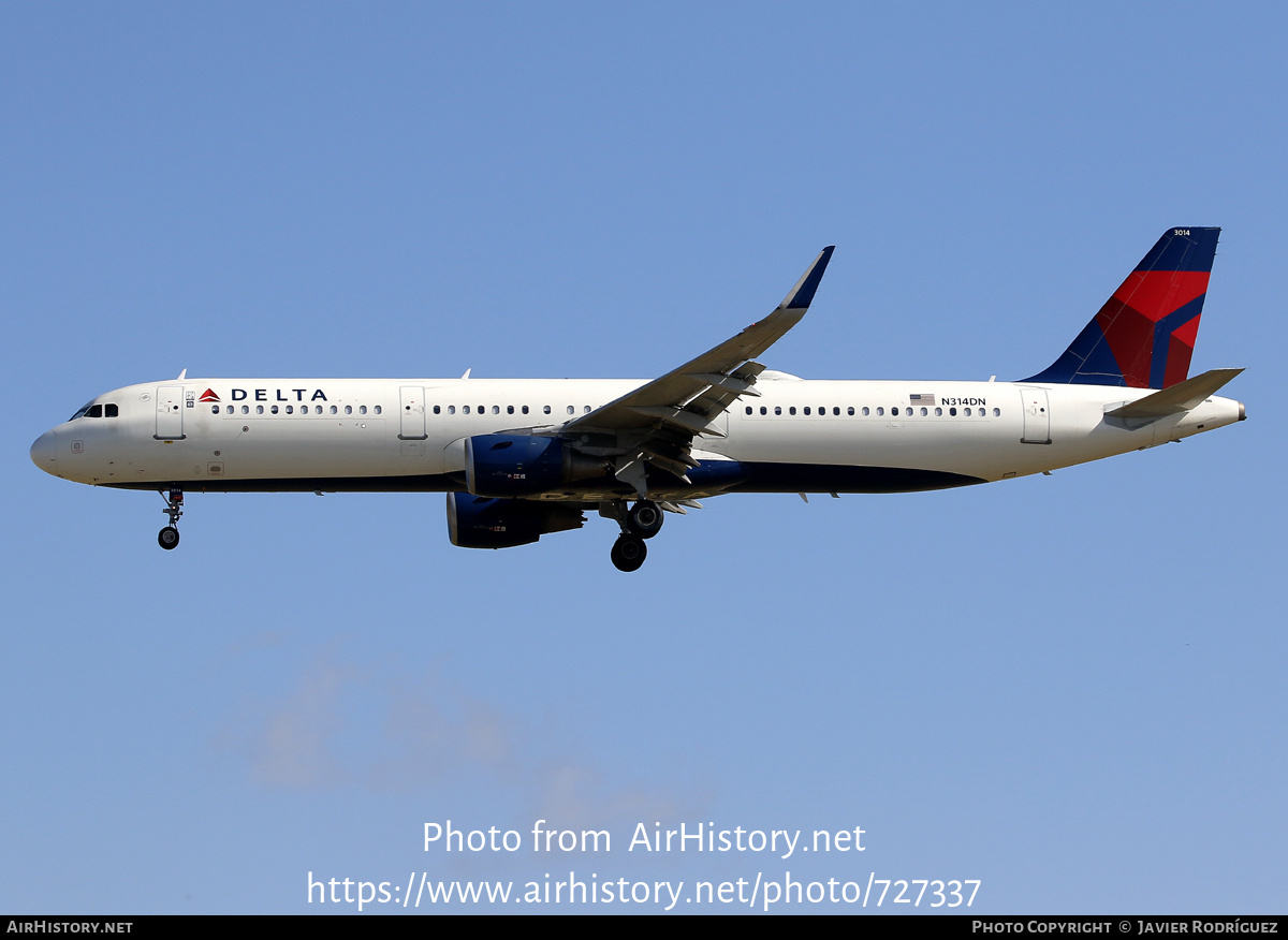 Aircraft Photo of N314DN | Airbus A321-213 | Delta Air Lines | AirHistory.net #727337