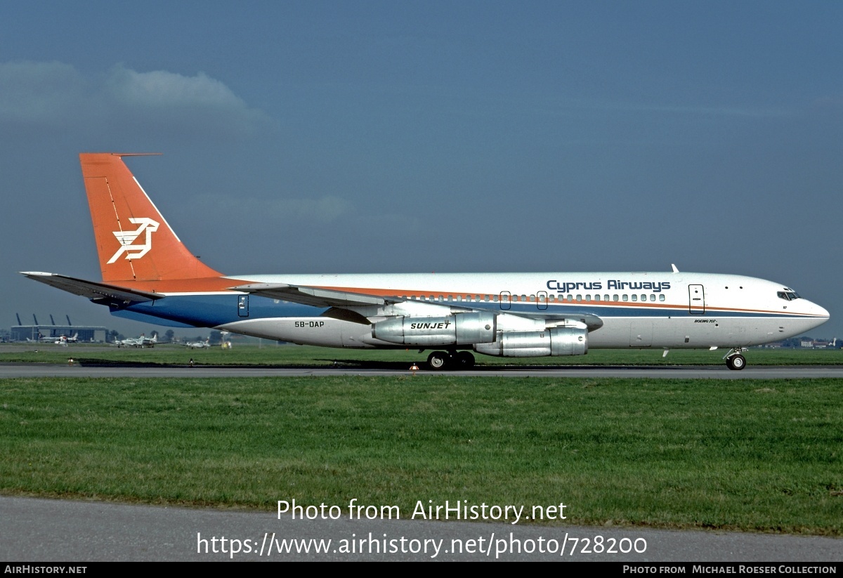 Aircraft Photo of 5B-DAP | Boeing 707-123(B) | Cyprus Airways | AirHistory.net #728200