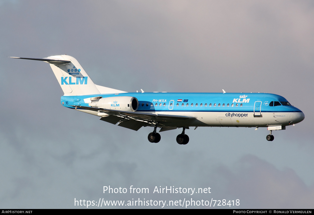 Aircraft Photo of PH-WXA | Fokker 70 (F28-0070) | KLM Cityhopper | AirHistory.net #728418