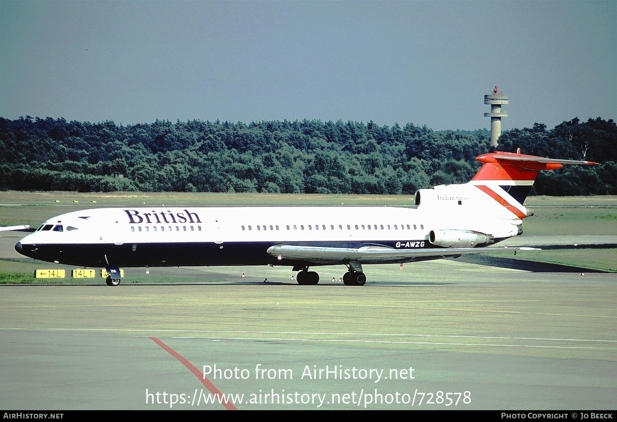 Aircraft Photo of G-AWZG | Hawker Siddeley HS-121 Trident 3B | British Airways | AirHistory.net #728578