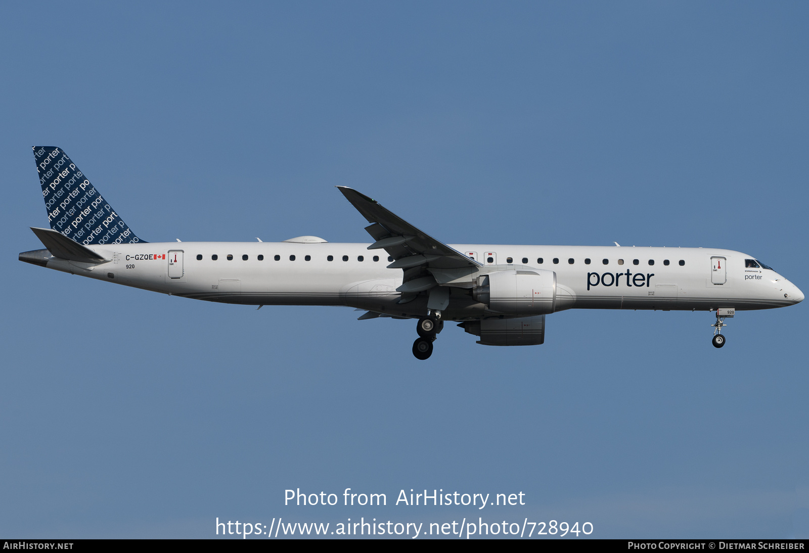 Aircraft Photo of C-GZQE | Embraer 195-E2 (ERJ-190-400) | Porter Airlines | AirHistory.net #728940