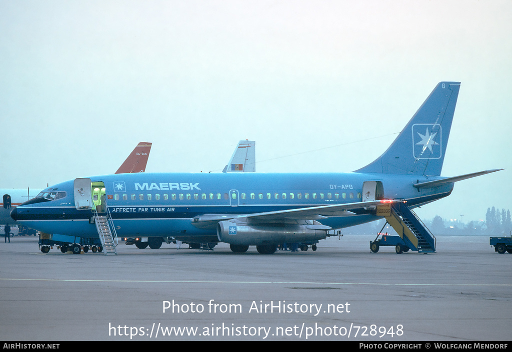 Aircraft Photo of OY-APG | Boeing 737-2L9/Adv | Maersk Air | AirHistory.net #728948