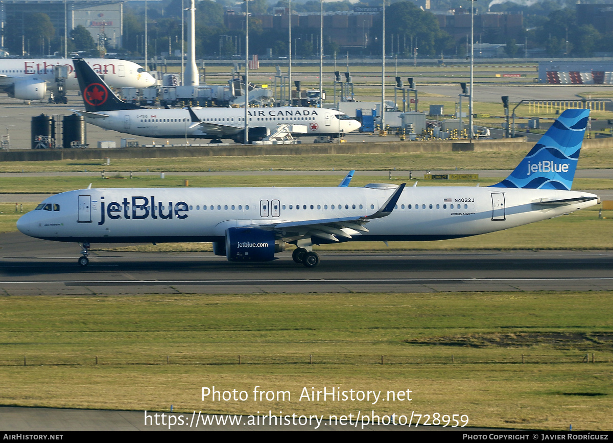 Aircraft Photo of N4022J | Airbus A321-271NXLR | JetBlue Airways | AirHistory.net #728959