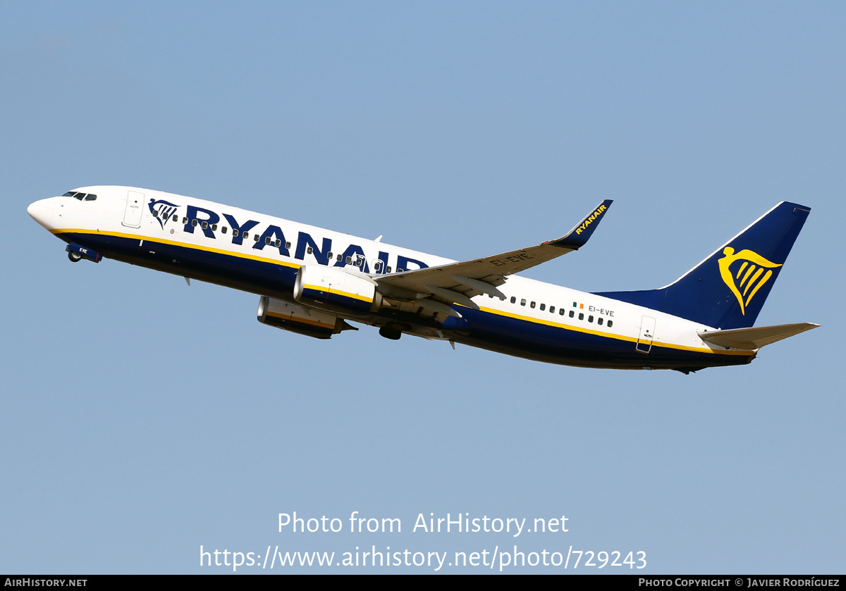 Aircraft Photo of EI-EVE | Boeing 737-8AS | Ryanair | AirHistory.net #729243