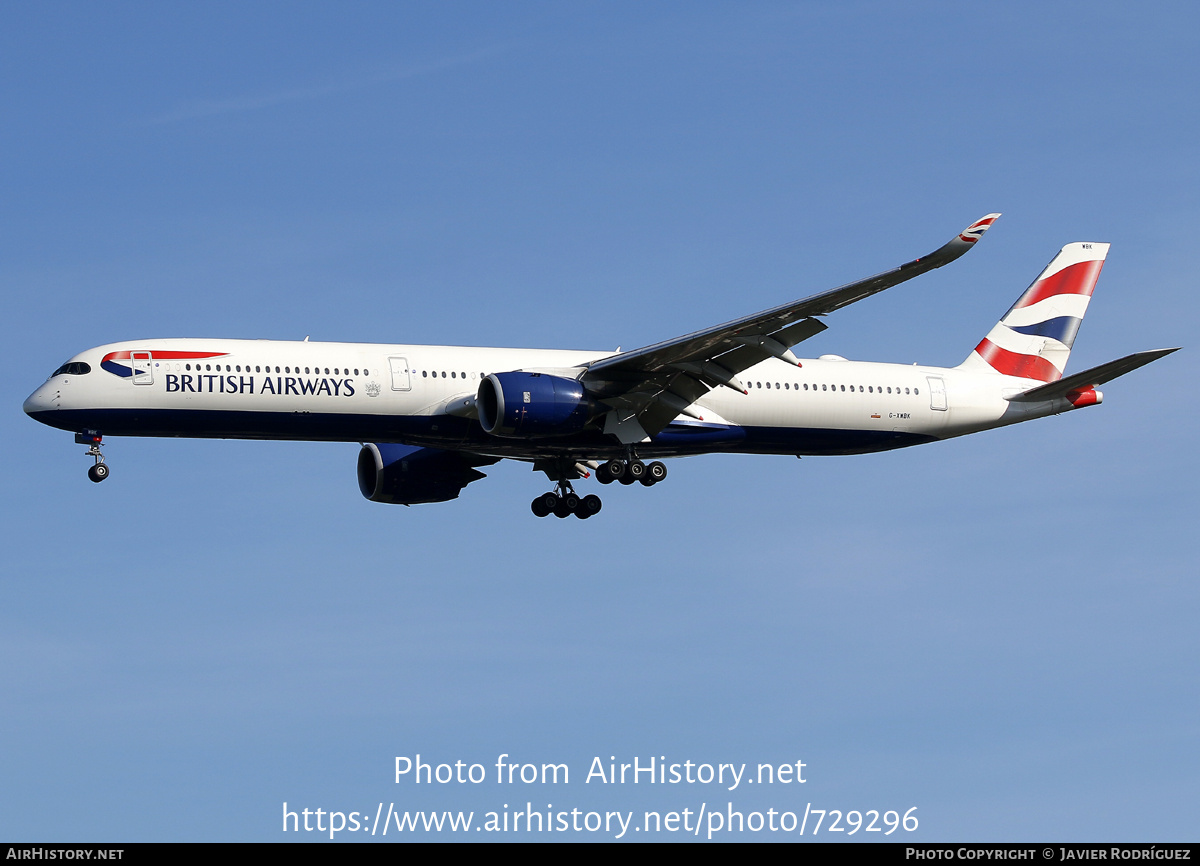 Aircraft Photo of G-XWBK | Airbus A350-1041 | British Airways | AirHistory.net #729296