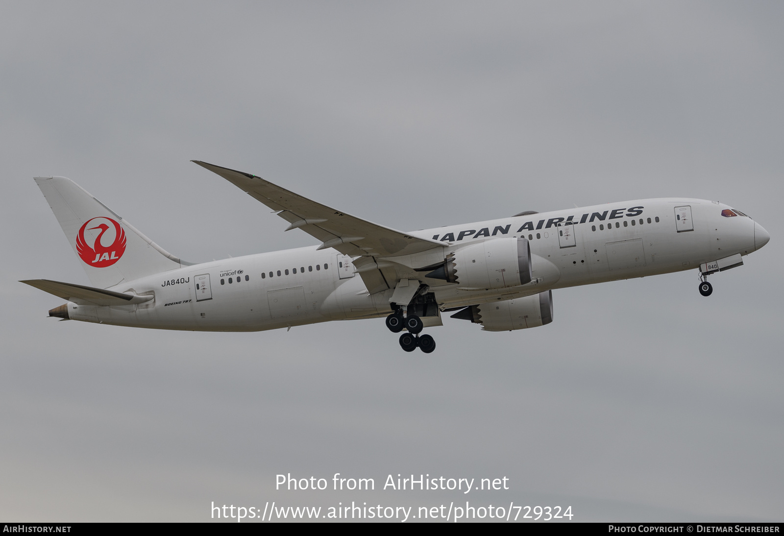 Aircraft Photo of JA840J | Boeing 787-8 Dreamliner | Japan Airlines - JAL | AirHistory.net #729324