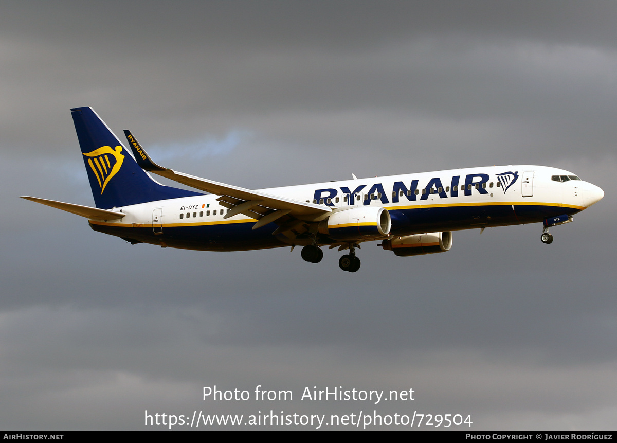 Aircraft Photo of EI-DYZ | Boeing 737-8AS | Ryanair | AirHistory.net #729504