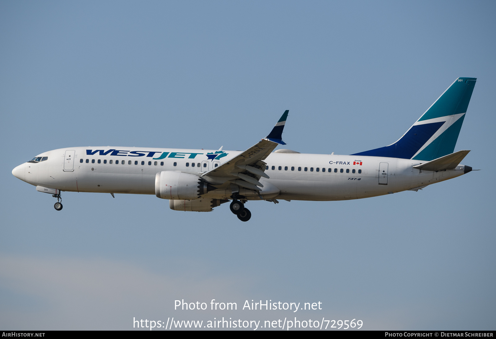 Aircraft Photo of C-FRAX | Boeing 737-8 Max 8 | WestJet | AirHistory.net #729569