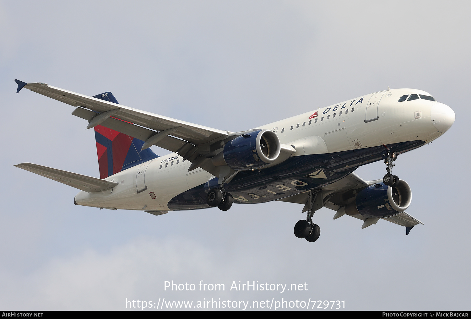 Aircraft Photo of N323NB | Airbus A319-114 | Delta Air Lines | AirHistory.net #729731