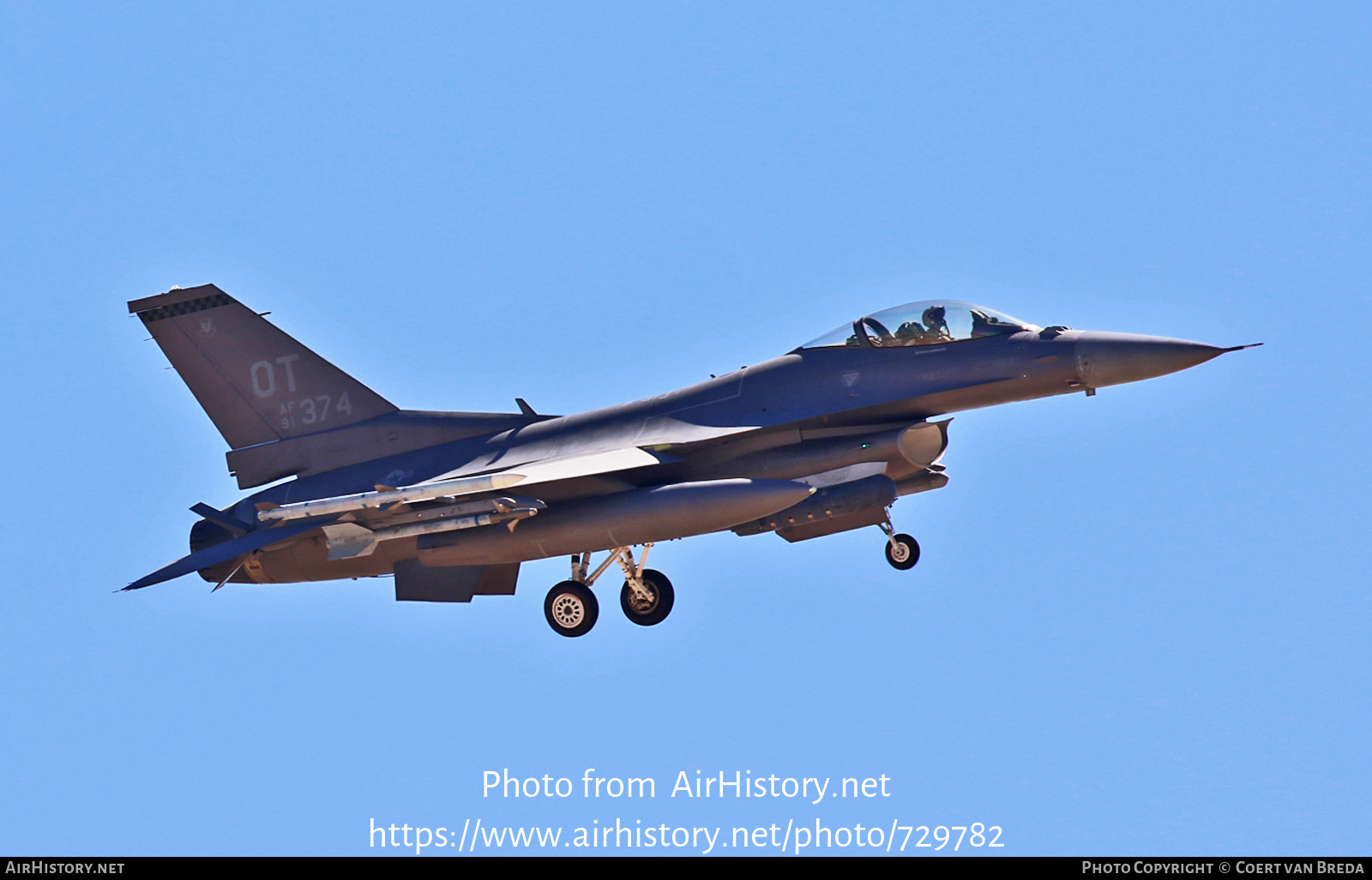 Aircraft Photo of 91-0374 / AF91-374 | General Dynamics F-16CM Fighting Falcon | USA - Air Force | AirHistory.net #729782