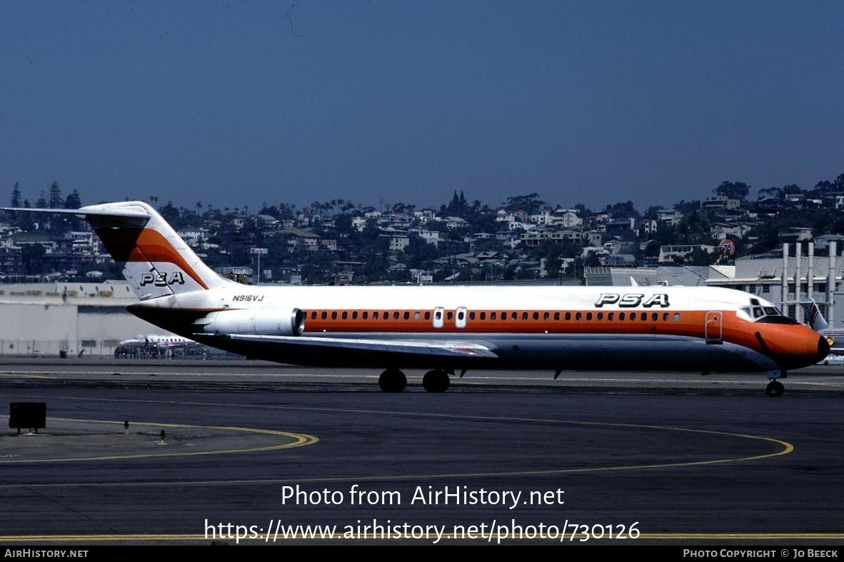 Aircraft Photo of N916VJ | McDonnell Douglas DC-9-32 | PSA - Pacific Southwest Airlines | AirHistory.net #730126