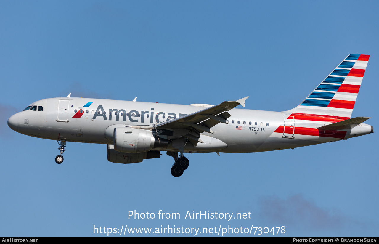 Aircraft Photo of N752US | Airbus A319-112 | American Airlines | AirHistory.net #730478