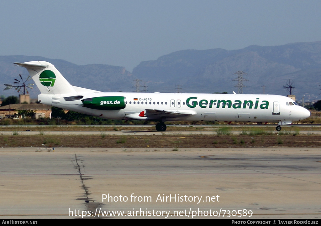 Aircraft Photo of D-AGPD | Fokker 100 (F28-0100) | Germania | AirHistory.net #730589