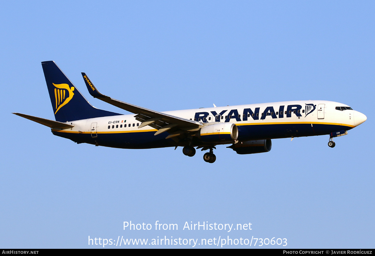 Aircraft Photo of EI-ESN | Boeing 737-8AS | Ryanair | AirHistory.net #730603