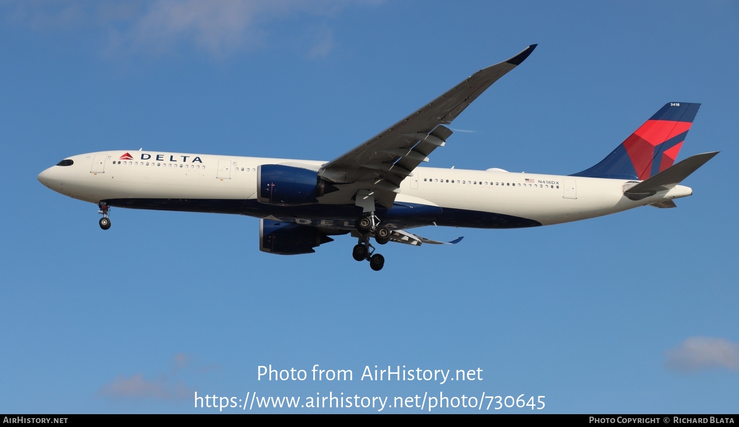 Aircraft Photo of N418DX | Airbus A330-941N | Delta Air Lines | AirHistory.net #730645