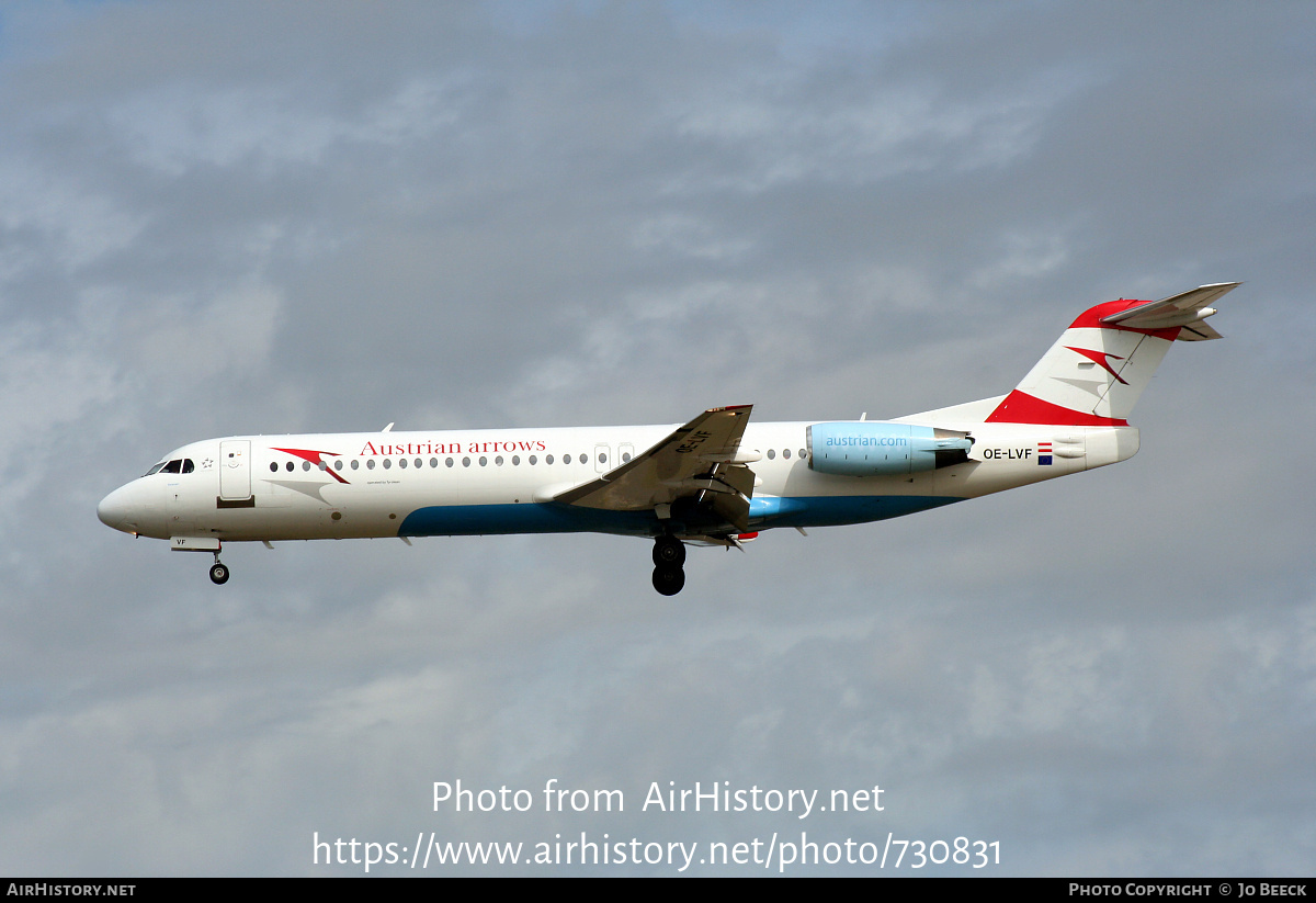 Aircraft Photo of OE-LVF | Fokker 100 (F28-0100) | Austrian Arrows | AirHistory.net #730831