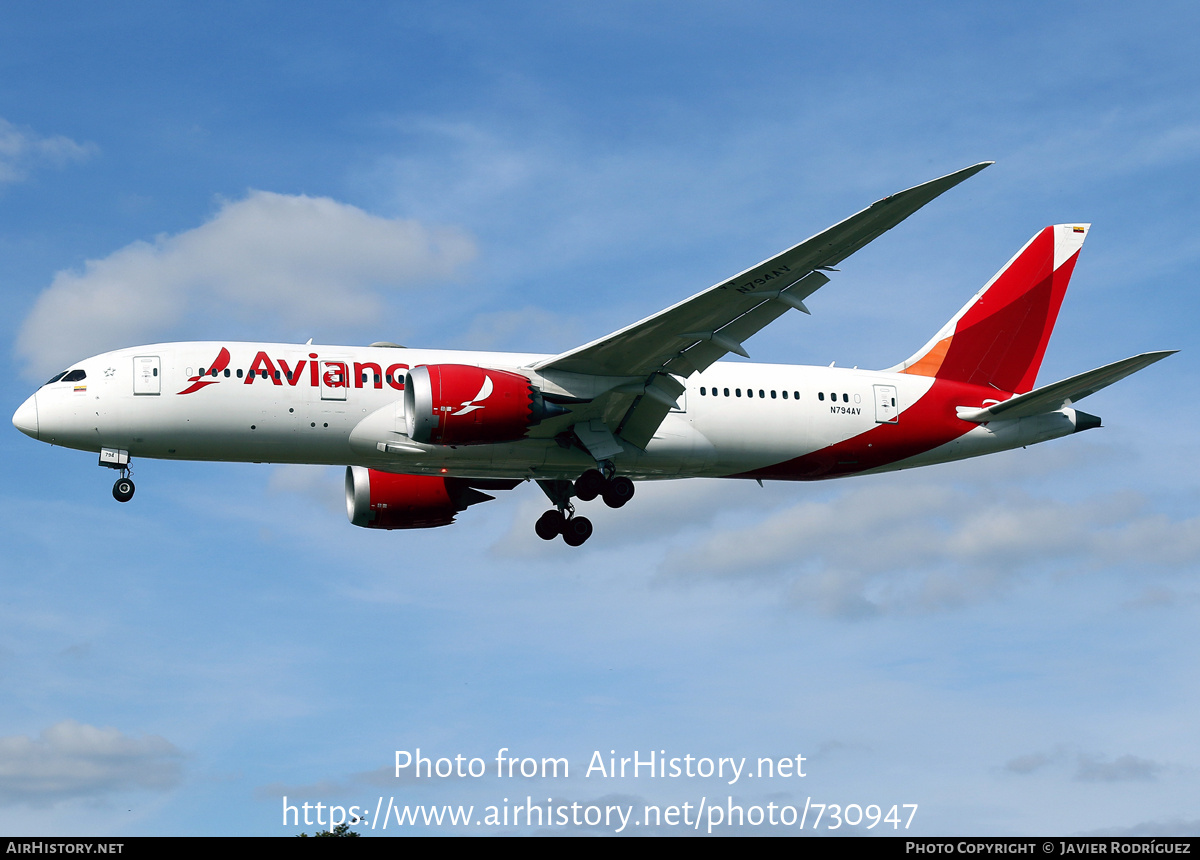 Aircraft Photo of N794AV | Boeing 787-8 Dreamliner | Avianca | AirHistory.net #730947