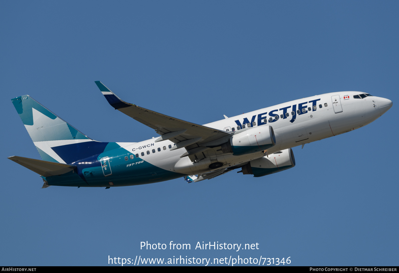 Aircraft Photo of C-GWCN | Boeing 737-7CT | WestJet | AirHistory.net #731346