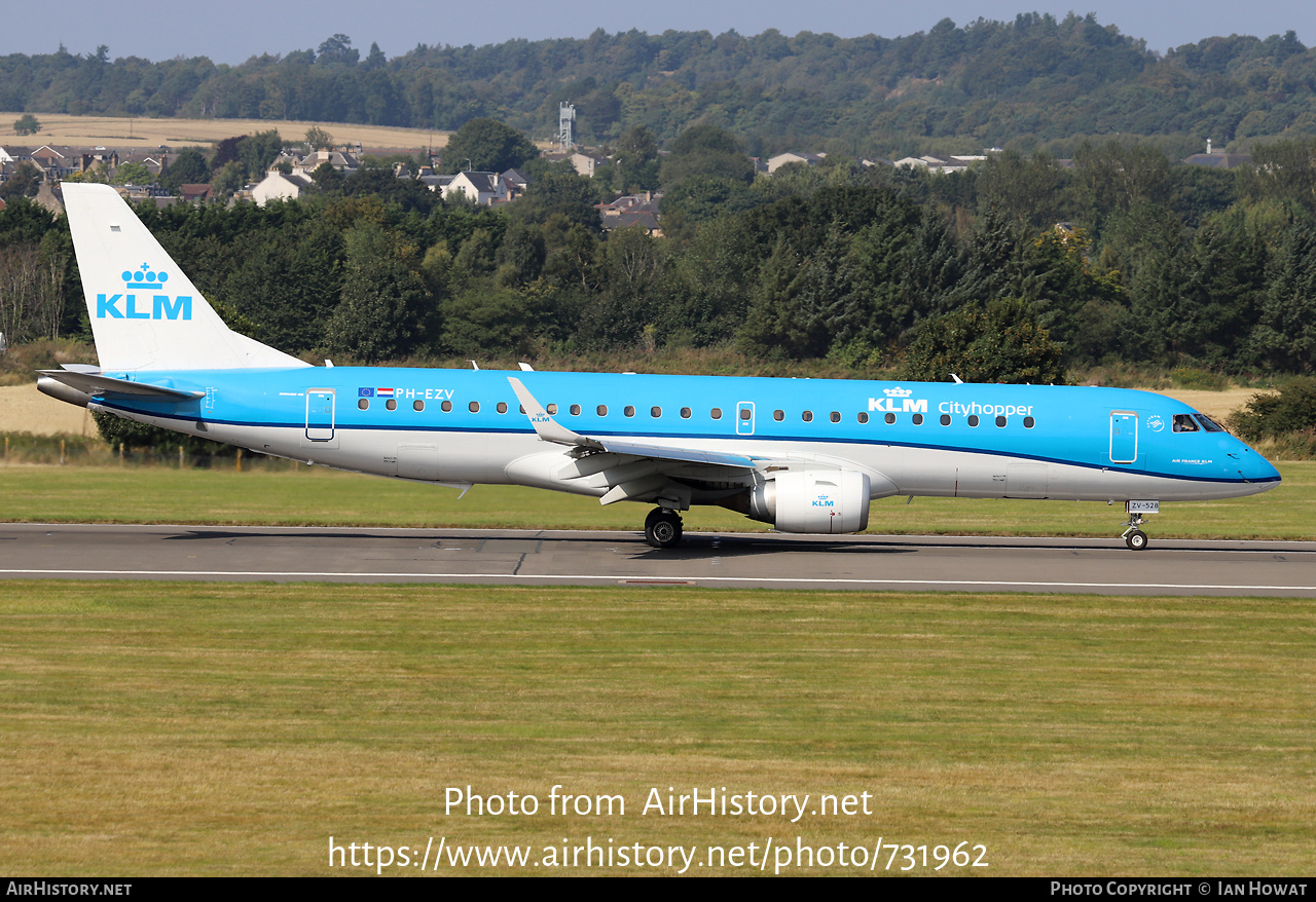 Aircraft Photo of PH-EZV | Embraer 190STD (ERJ-190-100STD) | KLM Cityhopper | AirHistory.net #731962