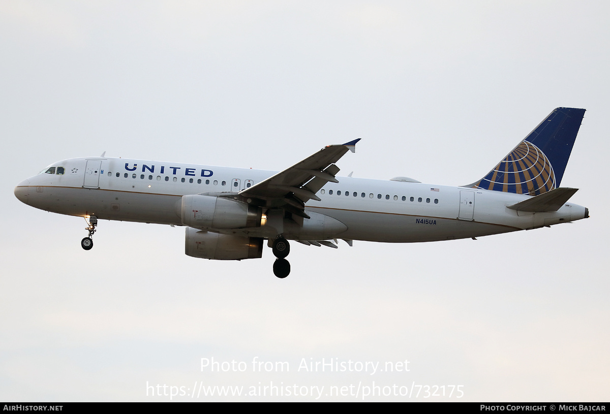 Aircraft Photo of N415UA | Airbus A320-232 | United Airlines | AirHistory.net #732175