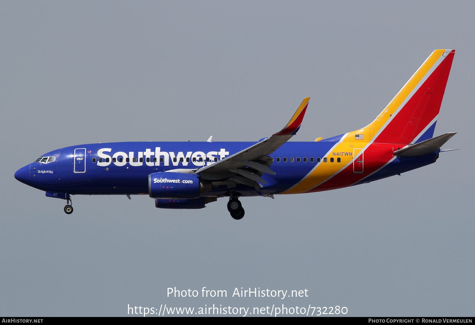 Aircraft Photo of N417WN | Boeing 737-7H4 | Southwest Airlines | AirHistory.net #732280