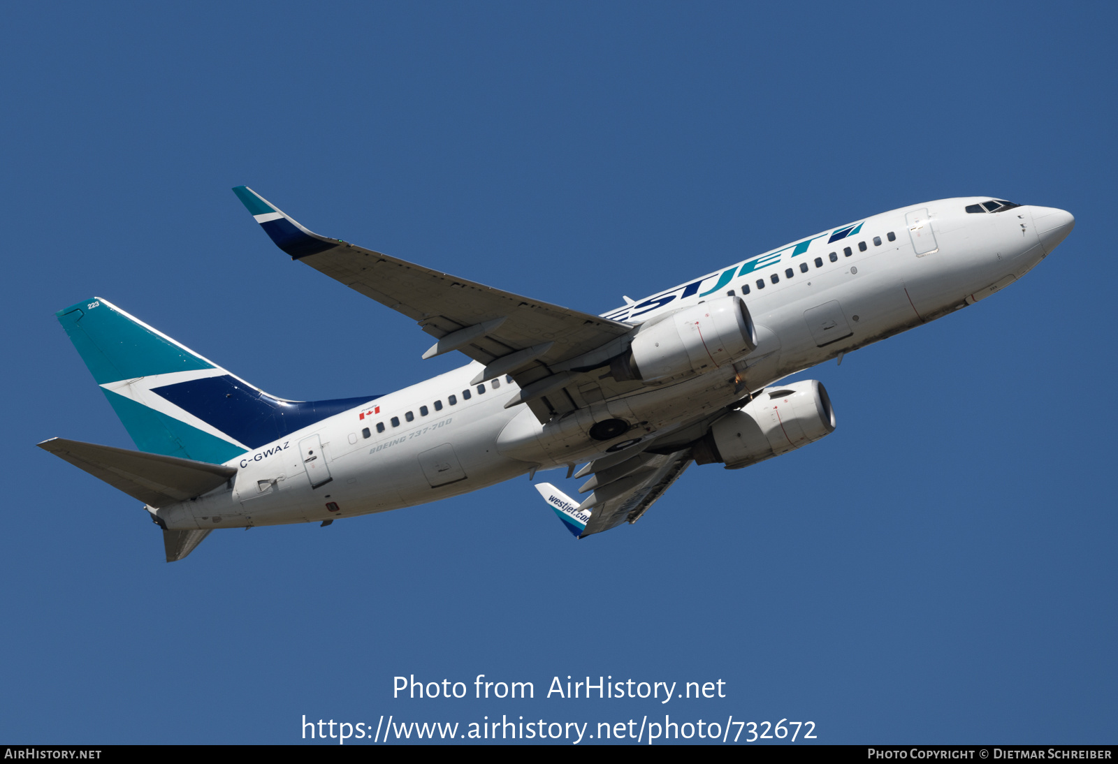 Aircraft Photo of C-GWAZ | Boeing 737-7CT | WestJet | AirHistory.net #732672