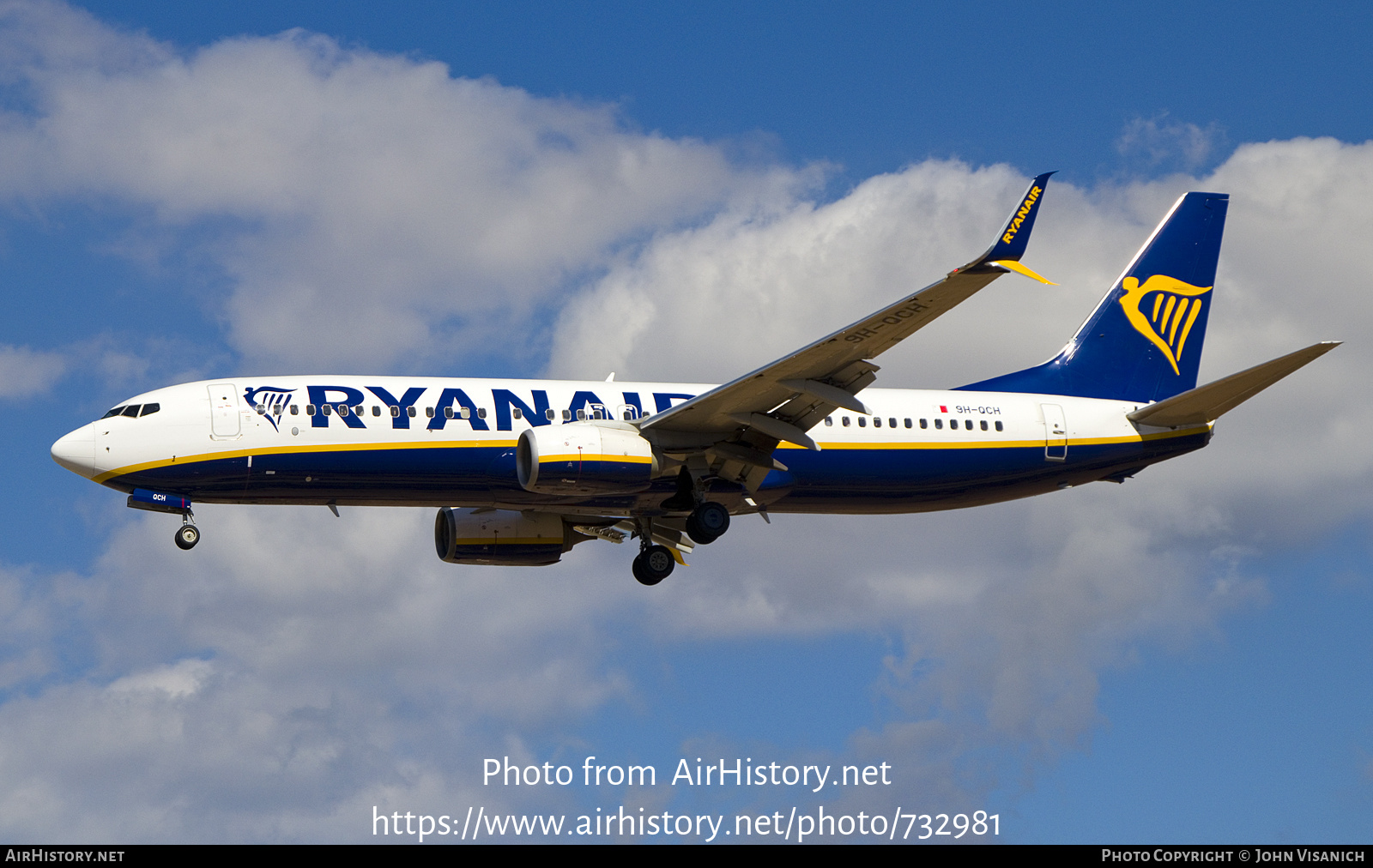 Aircraft Photo of 9H-QCH | Boeing 737-8AS | Ryanair | AirHistory.net #732981