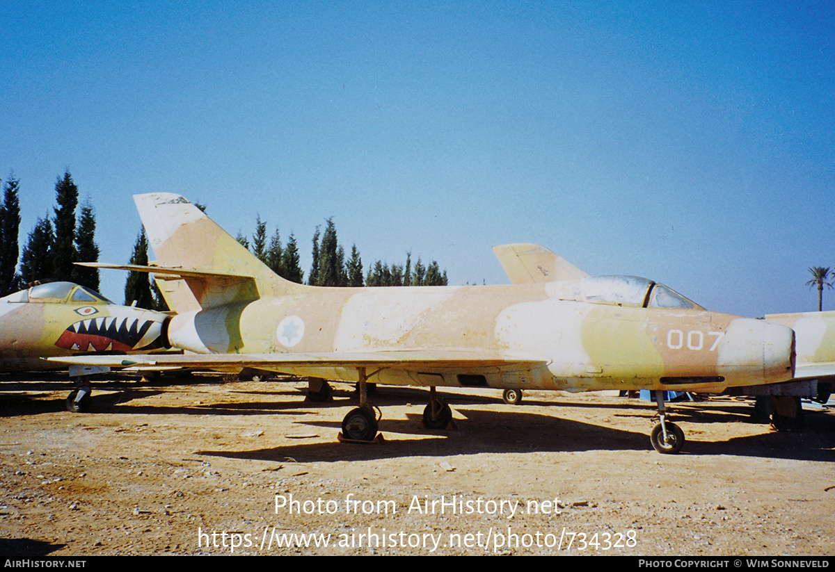 Aircraft Photo of 007 | Dassault MD-454 Mystere IVA | Israel - Air Force | AirHistory.net #734328