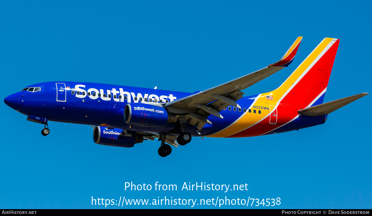 Aircraft Photo of N222WN | Boeing 737-7H4 | Southwest Airlines | AirHistory.net #734538