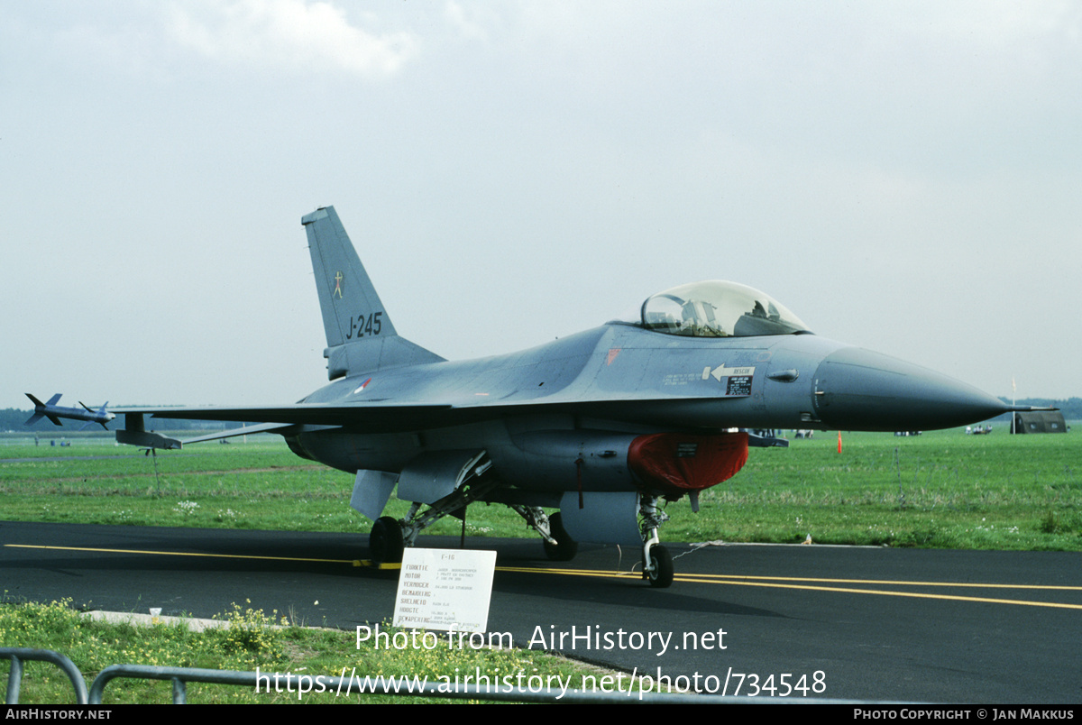 Aircraft Photo of J-245 | General Dynamics F-16A Fighting Falcon | Netherlands - Air Force | AirHistory.net #734548