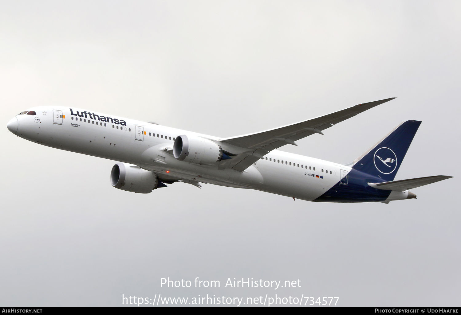 Aircraft Photo of D-ABPE | Boeing 787-9 Dreamliner | Lufthansa | AirHistory.net #734577