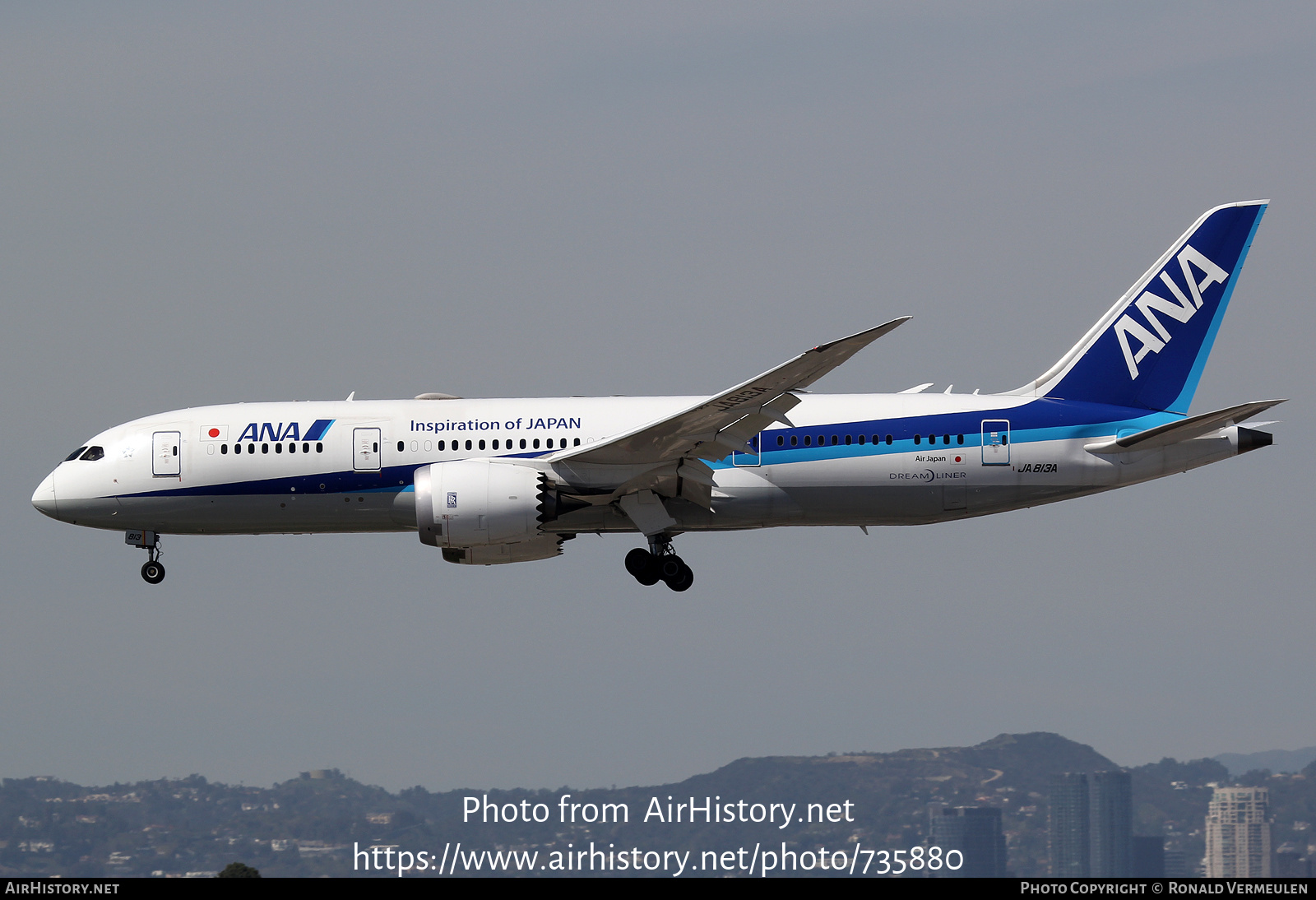 Aircraft Photo of JA813A | Boeing 787-8 Dreamliner | All Nippon Airways - ANA | AirHistory.net #735880