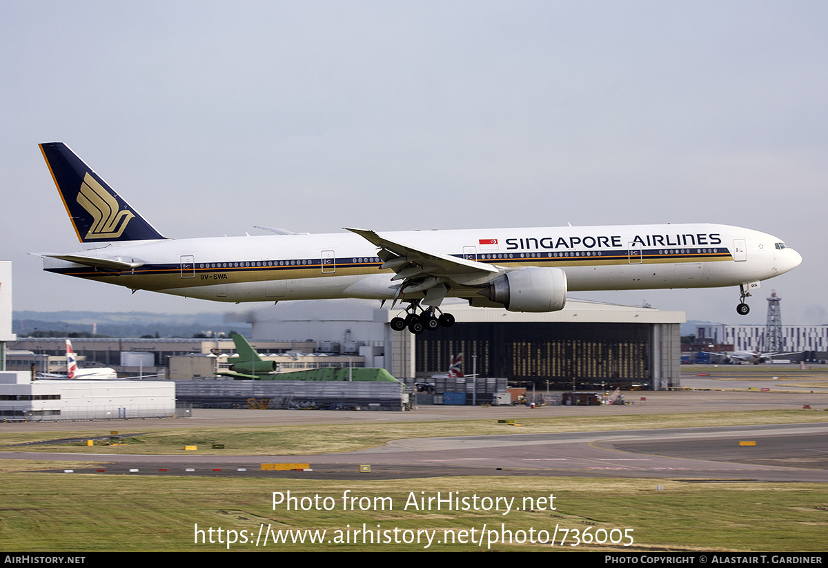 Aircraft Photo of 9V-SWA | Boeing 777-312/ER | Singapore Airlines | AirHistory.net #736005