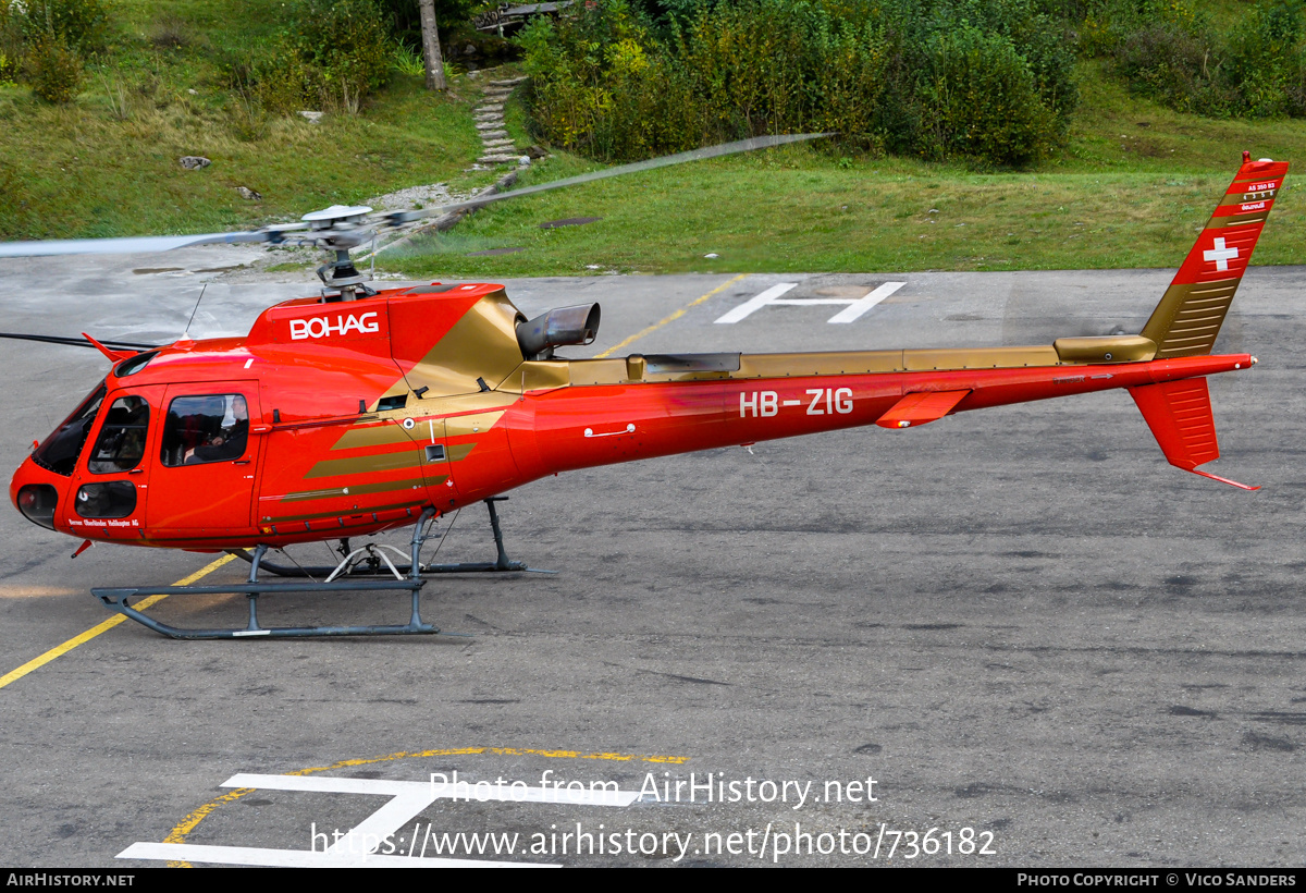 Aircraft Photo of HB-ZIG | Eurocopter AS-350B-3 Ecureuil | BOHAG - Berner Oberland Heli AG | AirHistory.net #736182