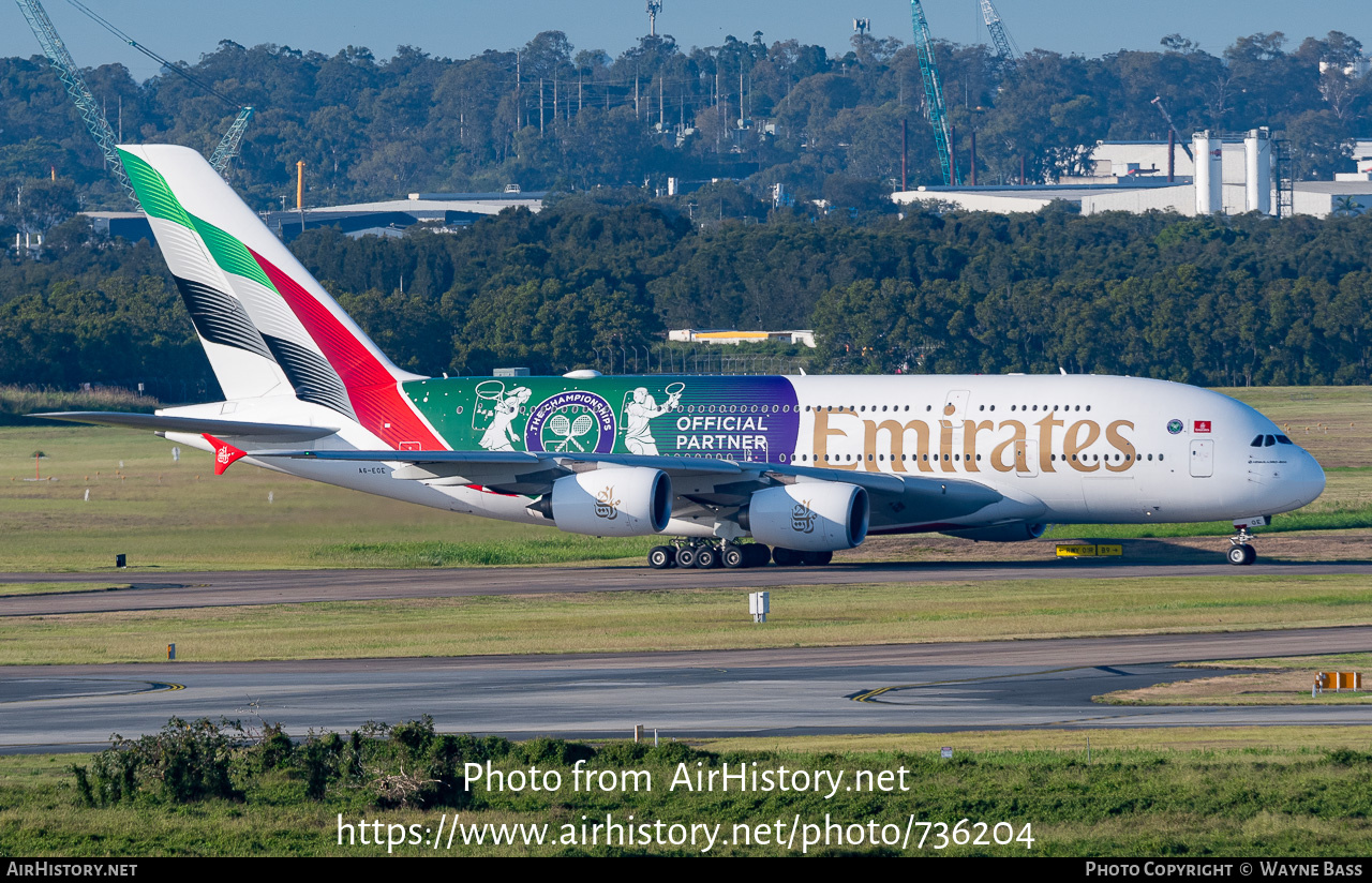 Aircraft Photo of A6-EOE | Airbus A380-861 | Emirates | AirHistory.net #736204