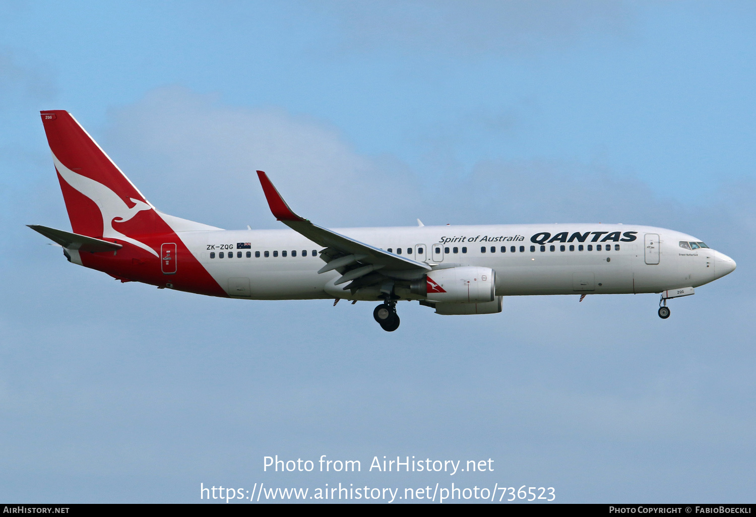 Aircraft Photo of ZK-ZQG | Boeing 737-838 | Qantas | AirHistory.net #736523