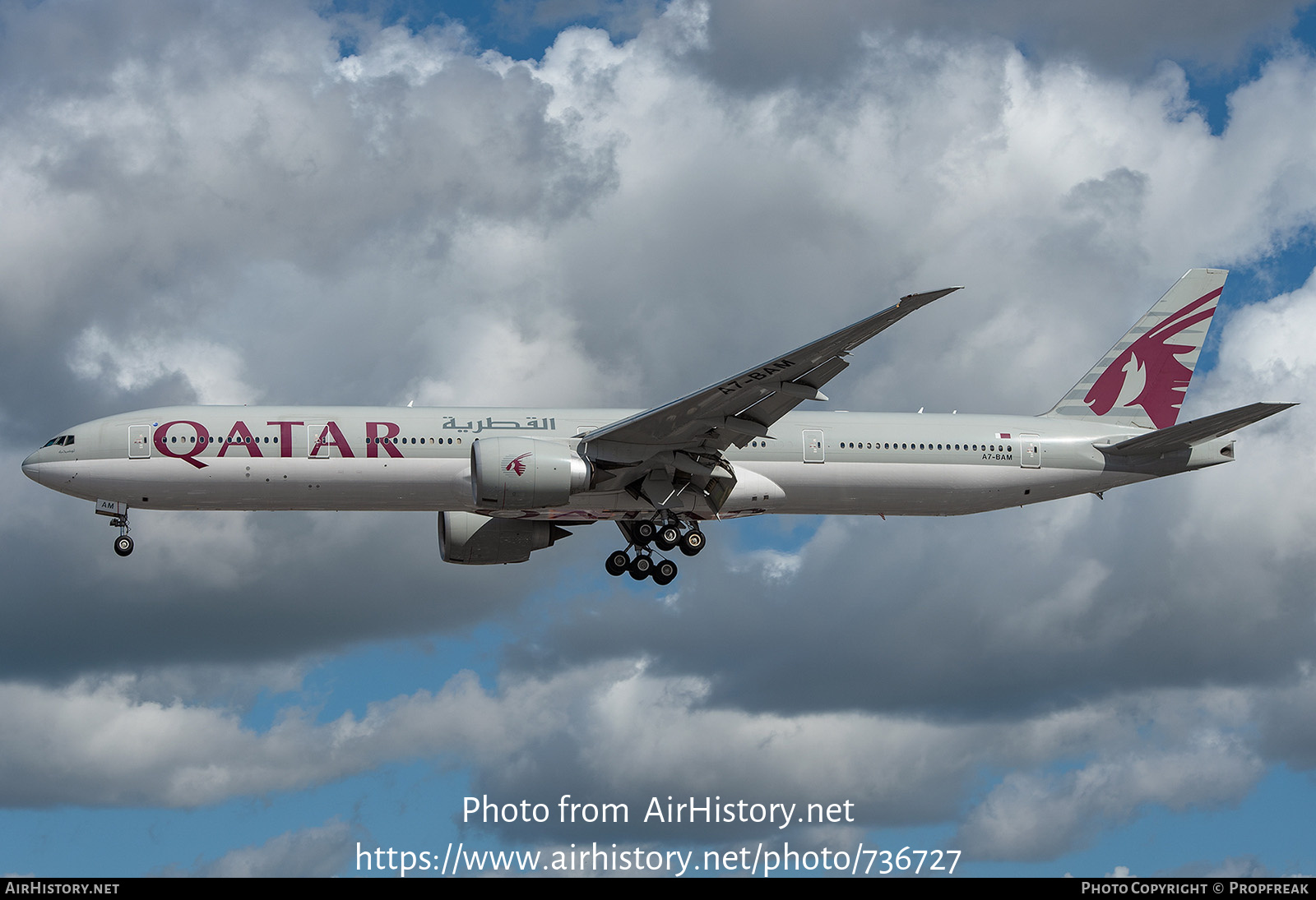 Aircraft Photo of A7-BAM | Boeing 777-3DZ/ER | Qatar Airways | AirHistory.net #736727