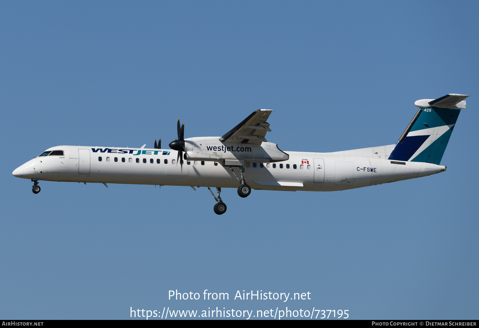 Aircraft Photo of C-FSWE | Bombardier DHC-8-402 Dash 8 | WestJet | AirHistory.net #737195