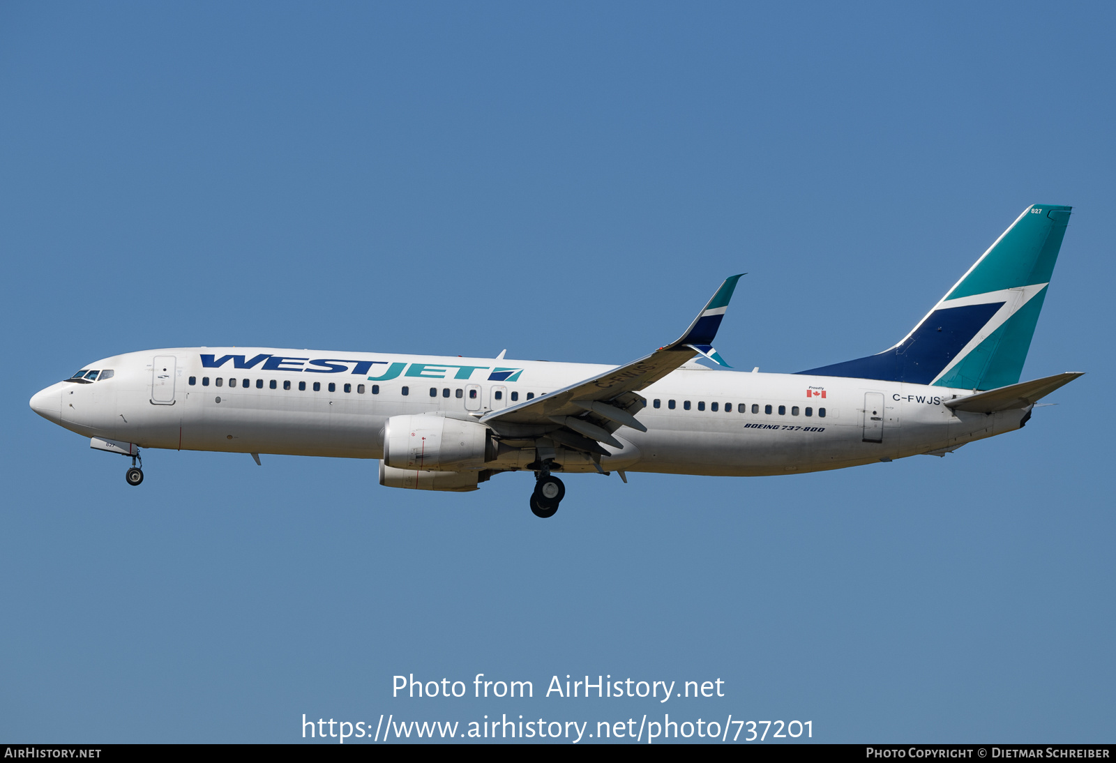 Aircraft Photo of C-FWJS | Boeing 737-8CT | WestJet | AirHistory.net #737201