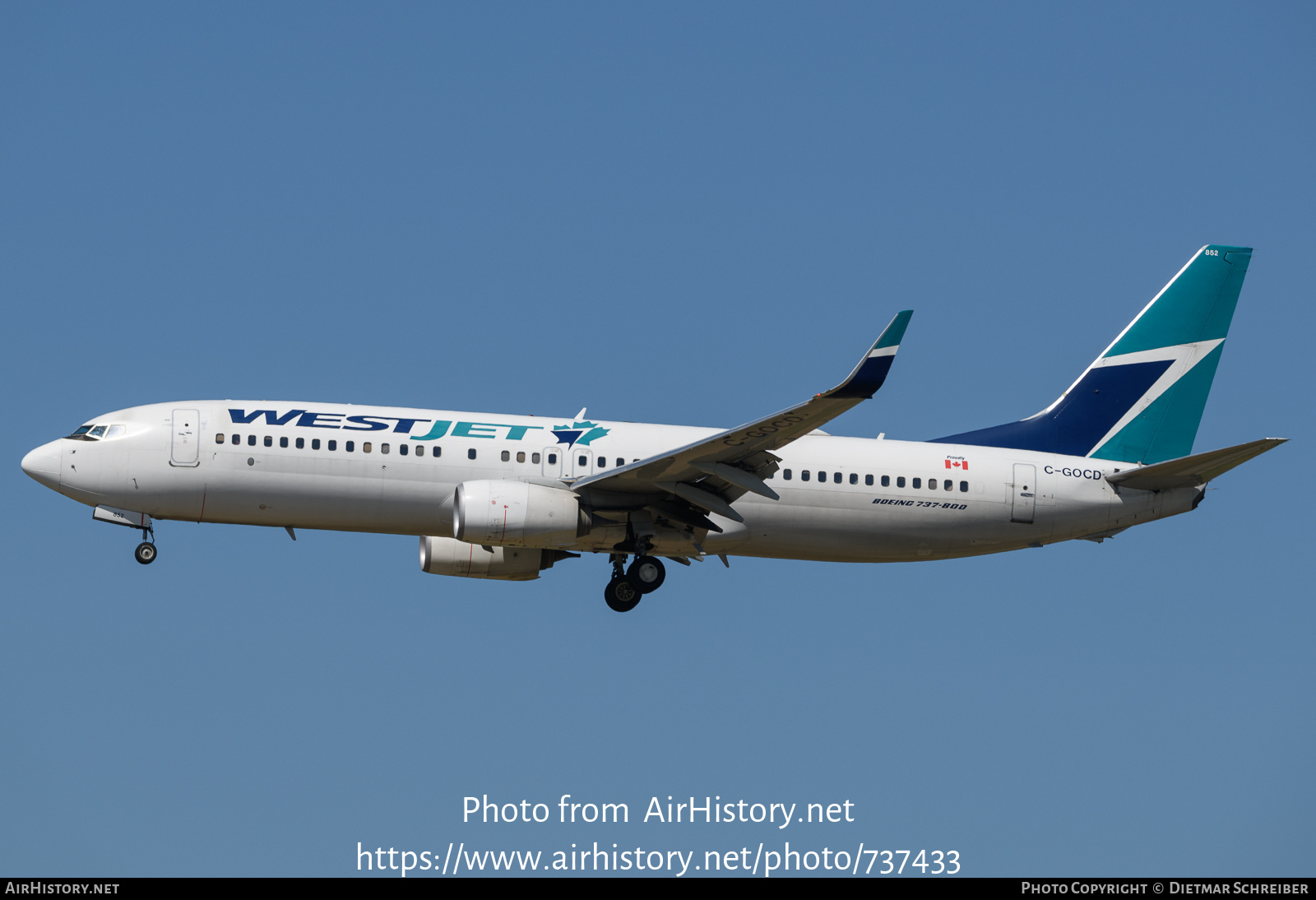 Aircraft Photo of C-GOCD | Boeing 737-8CT | WestJet | AirHistory.net #737433