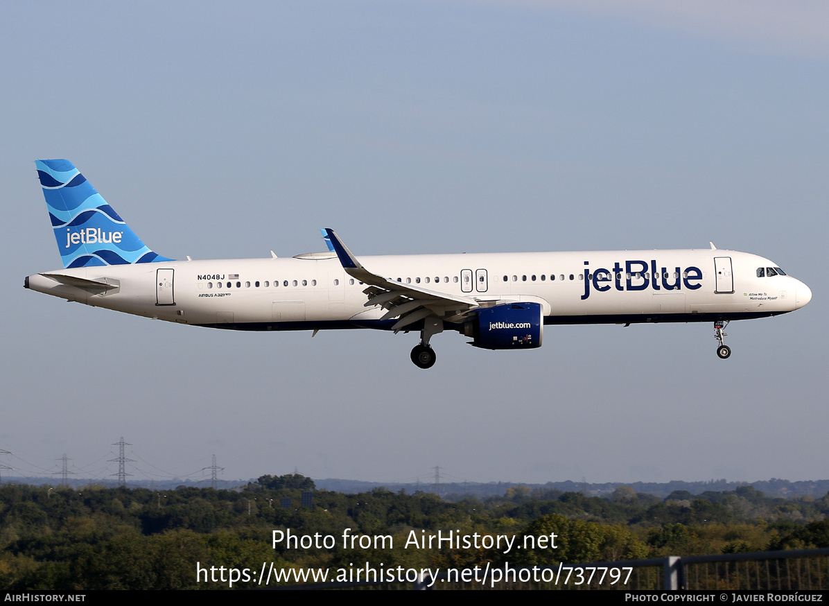 Aircraft Photo of N4048J | Airbus A321-271NXLR | JetBlue Airways | AirHistory.net #737797