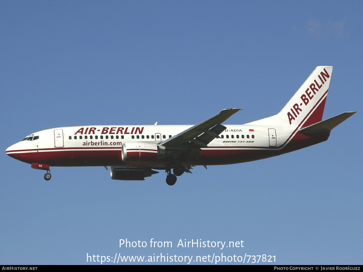 Aircraft Photo of D-ADIA | Boeing 737-36Q | Air Berlin | AirHistory.net #737821