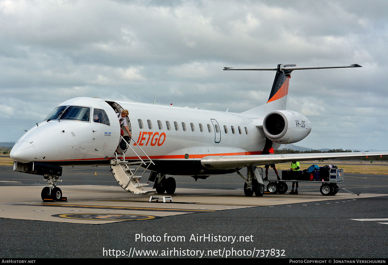 Aircraft Photo of VH-JZG | Embraer ERJ-135LR (EMB-135LR) | Jetgo Australia | AirHistory.net #737832